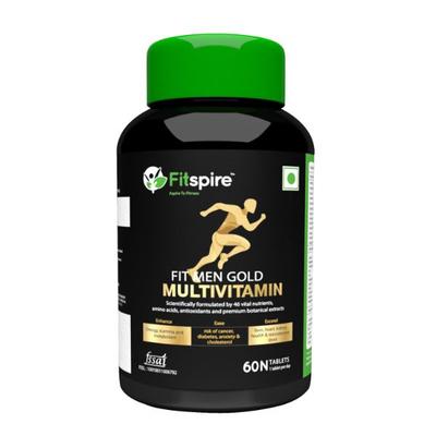 Fitspire Fit Men Gold Multivitamin for Men to Increase Immunity Energy Stamina 60 Capsules 1's - General Health