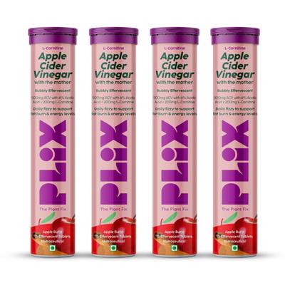 Plix L-Carnitine Apple Cider Vinegar Effervescent Tablet - Apple Burst (Pack of 4 x 15's) 1's - General Health