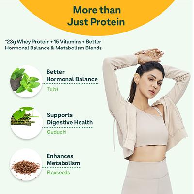 OZiva Protein and Herbs Powder for Weight Control - 2lbs- Vanilla Almond 945 gm - Weight Gain