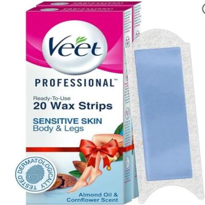 Veet Professional Half Body Wax Strips (Sensitive Skin) 20's with Perfect Finishing Wipes 2's - Hair Removal Accessories