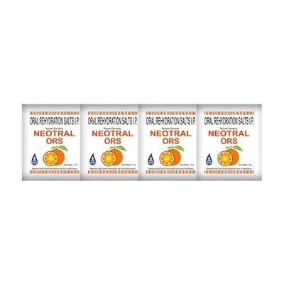 Neotral ORS - Orange Flavor (Pack of 4 x 21 gm) - Indigestion