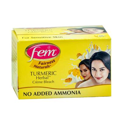 Fem Fairness Naturals Herbal Creme Bleach (Sensitive Skin) - Turmeric 24 gm - Face Bleach