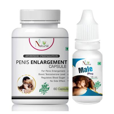Natural Penis Enlargement Capsule 60's + Male Pro Oil 15 ml - Sexual Healthcare