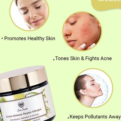 Seer Secrets Green Intense Repair Masque - Wheatgrass, Spirulina & Moringa 40 gm - Masks & Peels