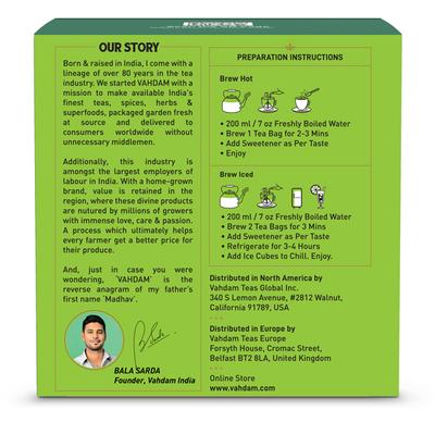 Vahdam Himalayan Green Tea Bags 15's - Teas