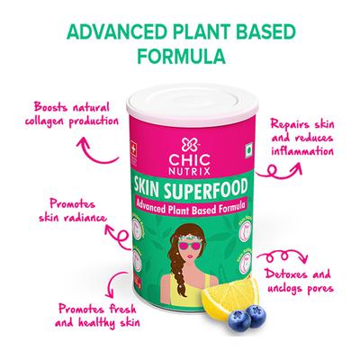 Chicnutrix Skin Superfood Powder - Blueberry & Lemon Flavour 150 gm - Multi-Vitamins