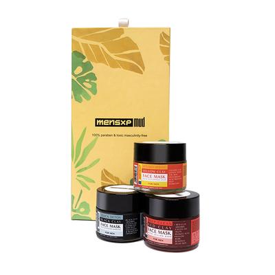 MensXP Mud Men's Face Mask Combo - Black Clay 50 gm + Red Clay 50 gm + Yellow Clay 50 gm - Face Creams