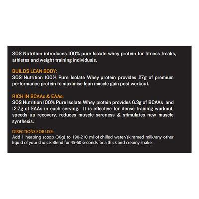 SOS Nutrition Isolate Whey Protein Powder - Unflavoured 2 lb - Whey Proteins