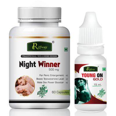 Riffway Night Winner Capsule 60's + Young On Gold Oil 15 ml - Sexual Healthcare