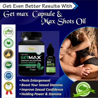 Riffway Get Max Ayurvedic Capsule 30's + Max Shots Oil 15 ml - Sexual Healthcare