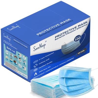 SanNap 3-ply Protective Face Mask 100's - Face Mask