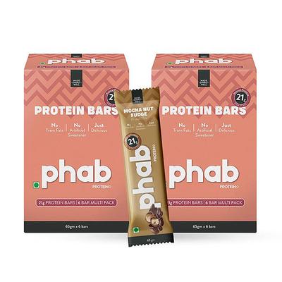 Phab Protein Bar - Mocha Nut Fudge (Pack of 12 x 65 gm) - Nutritional Bars