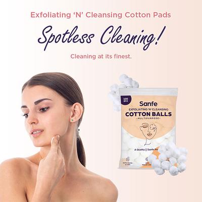 Sanfe Exfoliating 'N' Cleansing Multipurpose Cotton Balls 100's - Cotton Balls