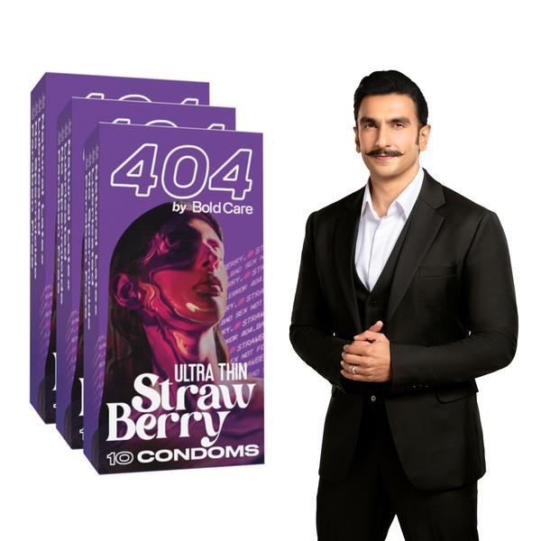 Netmeds | Bold Care 404 by Bold Care Ultra Thin - Strawberry Flavored Condoms (Pack of 3 x 10)