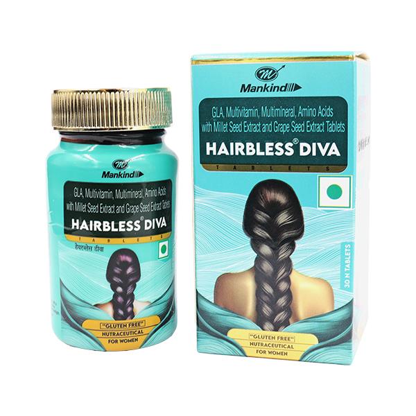 Netmeds | HAIRBLESS DIVA GLUTEN FREE NUTRACEUTICAL FOR WOMEN Tablet 30's