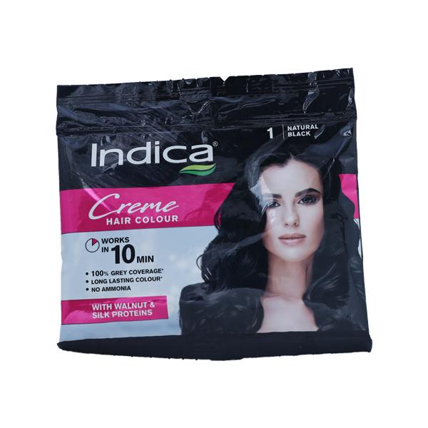 Netmeds | Indica 10 Minutes Creme Hair Colour Sachet - Natural Black