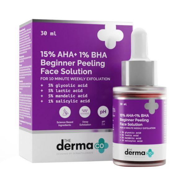 Netmeds | The Derma Co. 15 Percent AHAPlus1 Percent BHA Beginner Face Peeling Solution 30 ml