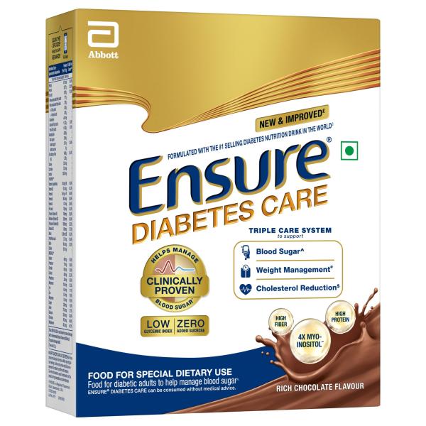 Netmeds | Ensure Diabetes Care Powder - Chocolate Flavour 200 gm (Refill Pack)