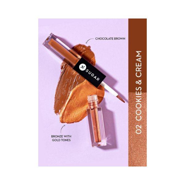Netmeds | Sugar Cosmetics Two Good To Be True Dual Eyeshadow 02 Cookies and Cream 1.5ml