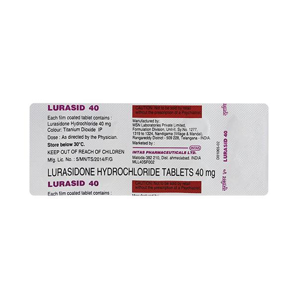 Netmeds | Lurasid 40mg Tablet 10'S