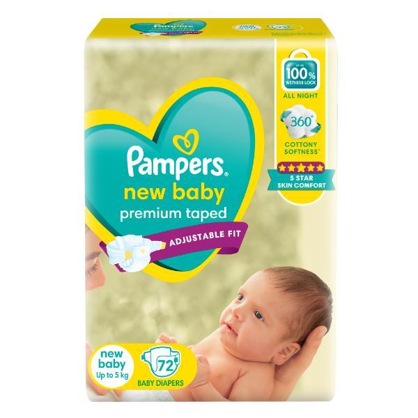 Netmeds | Pampers New Baby Premium Taped Diaper Pants 72's