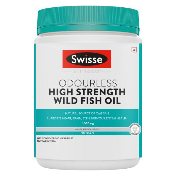 Netmeds | Swisse Ultiboost Odourless High Strength Wild Fish Oil Capsule 200's
