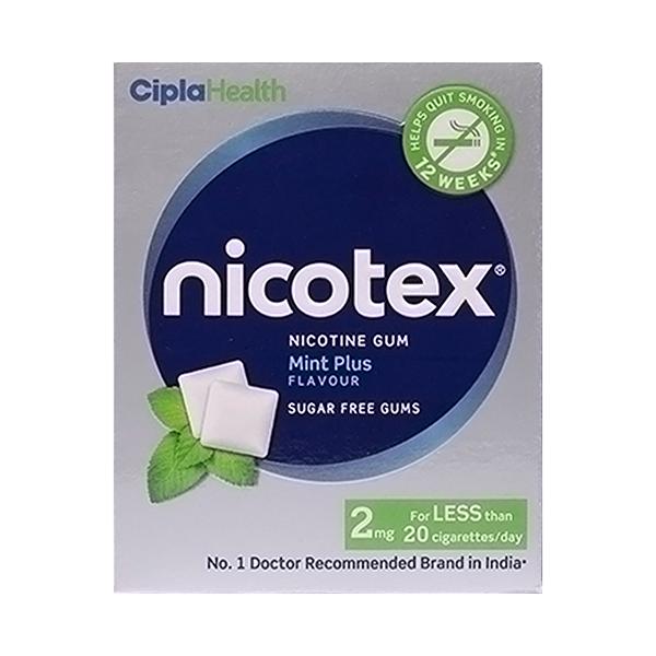 Netmeds | Nicotex 2mg Sugar Free Nicotine Gum - Mint Plus 12's