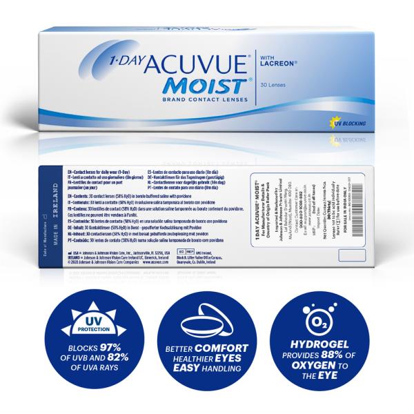 Netmeds | Acuvue 1 Day Moist Daily Disposable Contact Lenses - (-4 Power) Pack of 30's