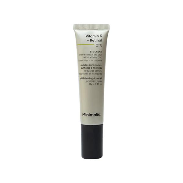 Netmeds | Minimalist Vitamin K + Retinal 01 Percent Eye Cream Dark Circle Puffiness Fine Lines 14 gm