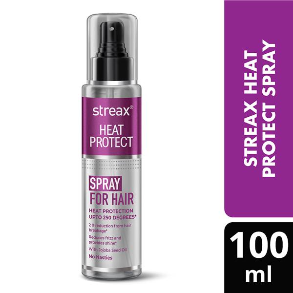 Netmeds | Streax Heat Protect Spray for Hair, Hair Styling Spray Protection upto 250 Deg C and 2Xless Hair Breakage 100 ml