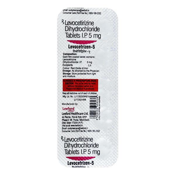Netmeds | LEVOCETRIZEN 5mg Tablet 10's