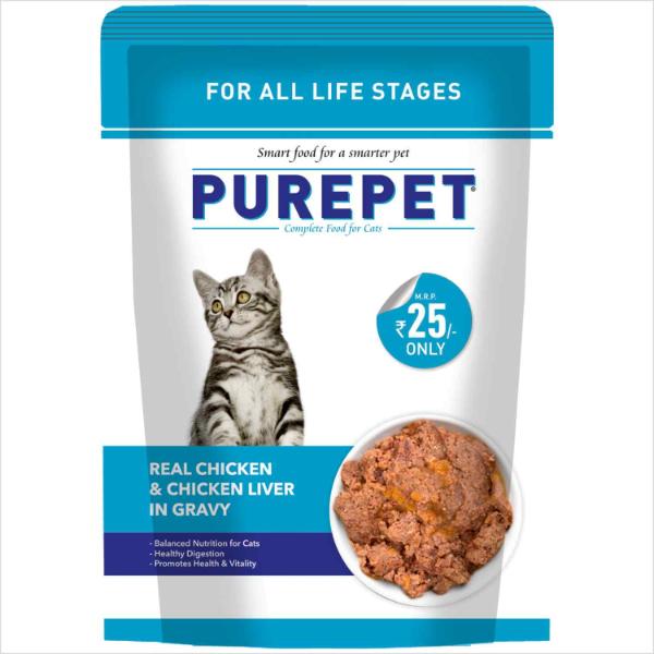 Netmeds | Purepet Real Chicken & Liver gravy Cat Wet Food (30 x 50 gm) 1's