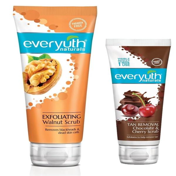 Netmeds | Everyuth Naturals Exfoliating Walnut scrub 100g + Tan removal chocolate & Cherry Face Pack 50 g