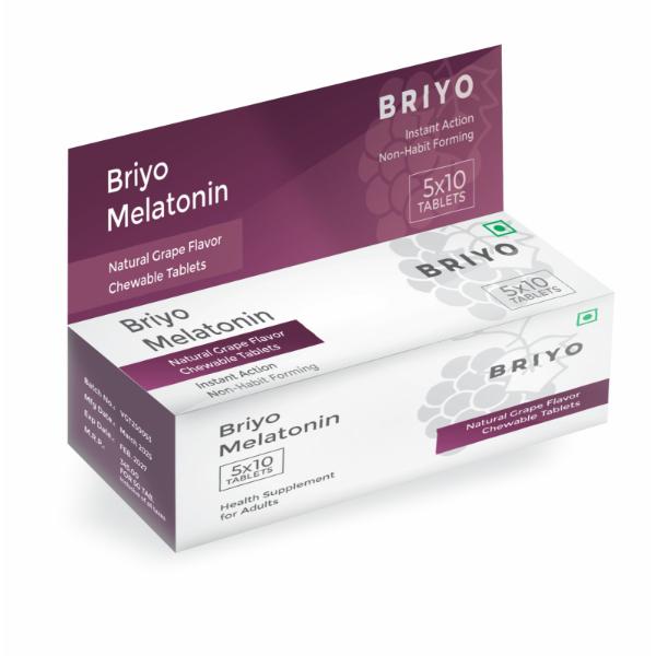 Netmeds | Briyo Melatonin Chewable Tablets - Natural Grape Flavour 50's