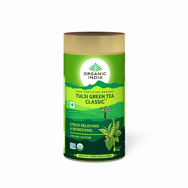 Netmeds | Organic India Tulsi Green Tea Classic Powder 100 gm