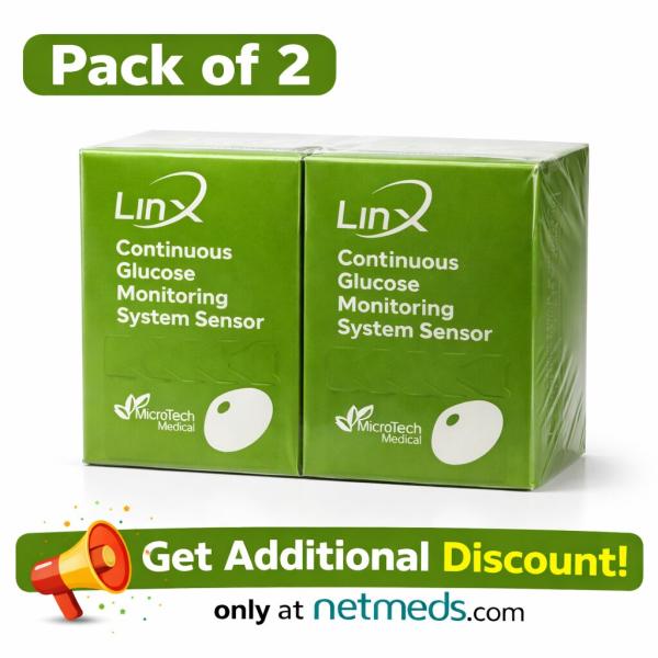 Netmeds | LinX CGM Smart Continous Glucose Monitoring System Sensor (Pack of 2)