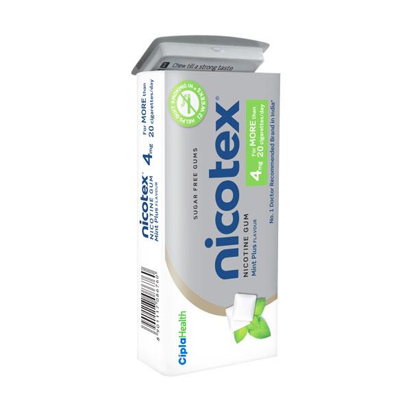 Netmeds | NICOTEX MINT PLUS FLAVOUR SUGAR FREE GUMS 4mg Tablet 29's