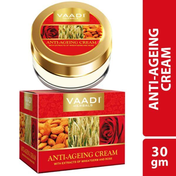 Netmeds | Vaadi Herbals Anti-Ageing Cream - Almond, Wheatgerm Oil & Rose 30 gm