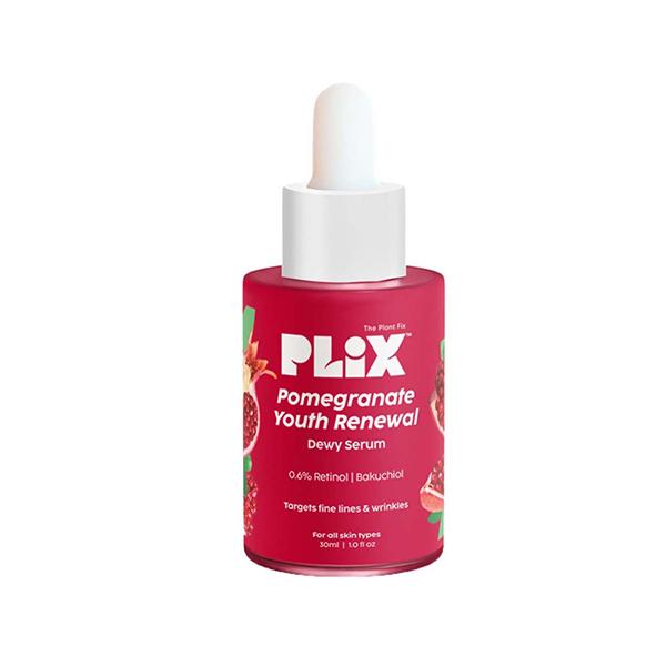 Netmeds | PLIX Pomegranate 0.6% Retinol & 0.2% Bakuchi Oil Face Serum for Reverse Aging, Reduces Fine Lines & Wrinkles for Men & Women, 100% Vegan 30 ml