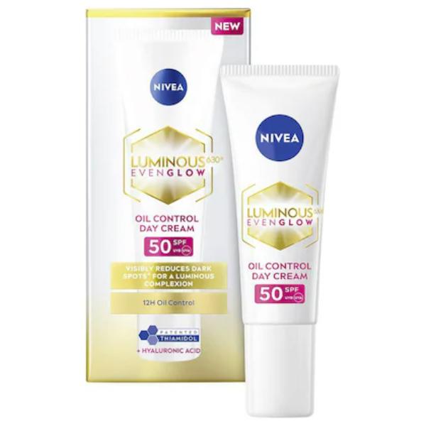 Netmeds | NIVEA Luminous630 SPF 50 Even Glow Oil Control Day Cream 10 ml