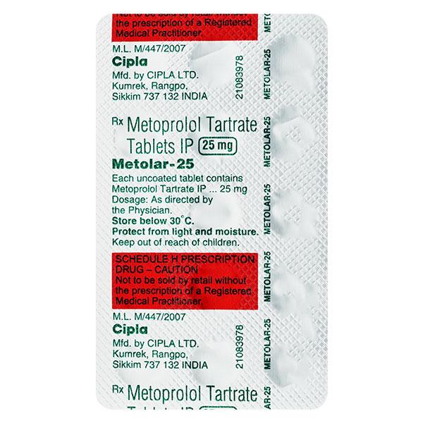 Netmeds | Metolar 25mg Tablet 15'S