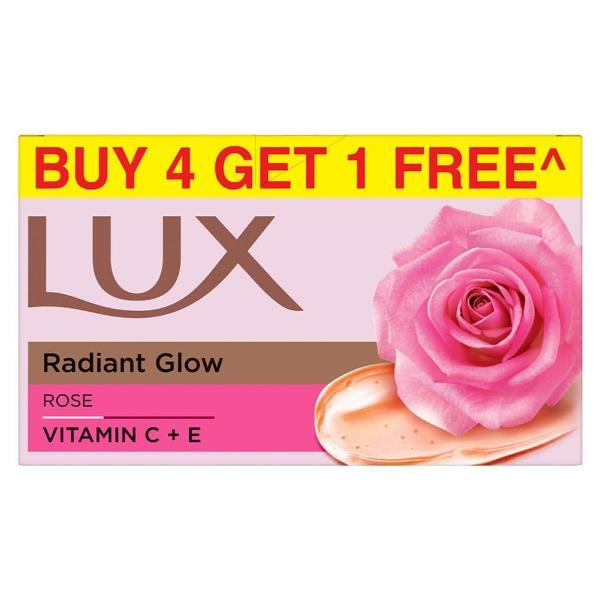 Netmeds | Lux Radiant Glow Vitamin C + E Soap - Rose (Buy 4 Get 1 Free) 150 g