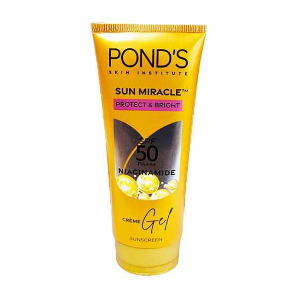 Netmeds | Pond's Sun Miracle SPF 50 PA+++ Creme Gel Sunscreen - Protect and Bright, with Niacinamide 100 g