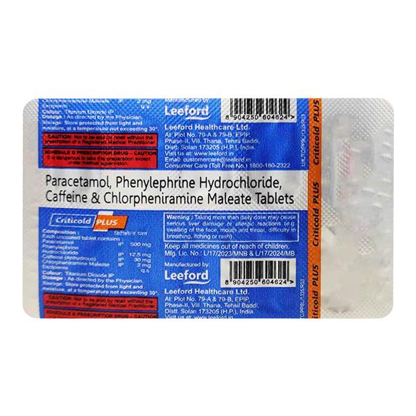 Netmeds | CRITICOLD PLUS Tablet 10's