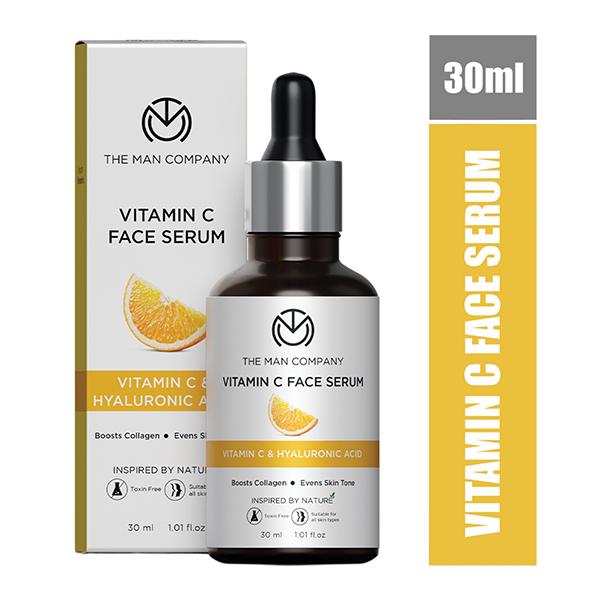 Netmeds | The Man Company Vitamin C Face Serum - Hyaluronic Acid Boosts Collagen Evens Skin Tone 30ml
