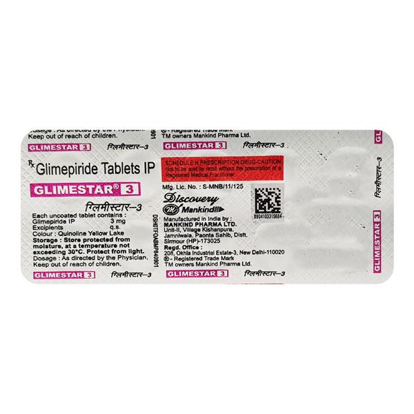 Netmeds | Glimestar 3mg Tablet 10'S