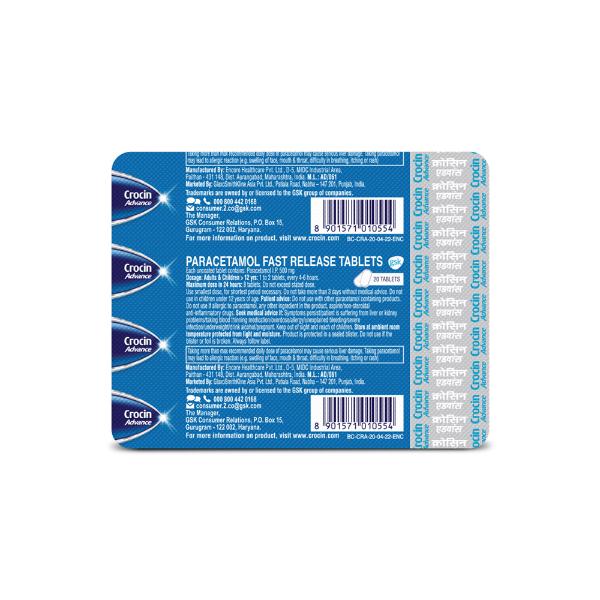 Netmeds | CROCIN ADVANCE Tablet 20's
