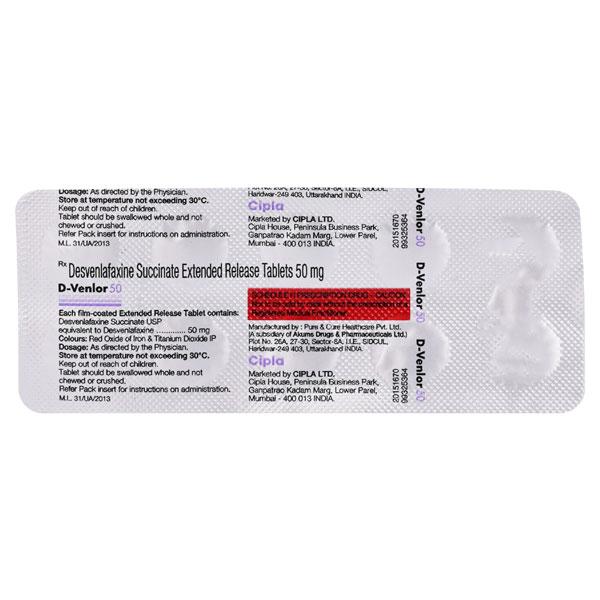 Netmeds | D Venlor 50mg Tablet 10'S