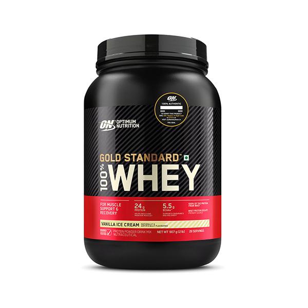 Netmeds | Optimum Nutrition (ON) 100% Whey Gold Standard Powder - Vanilla Ice Cream 2 lb