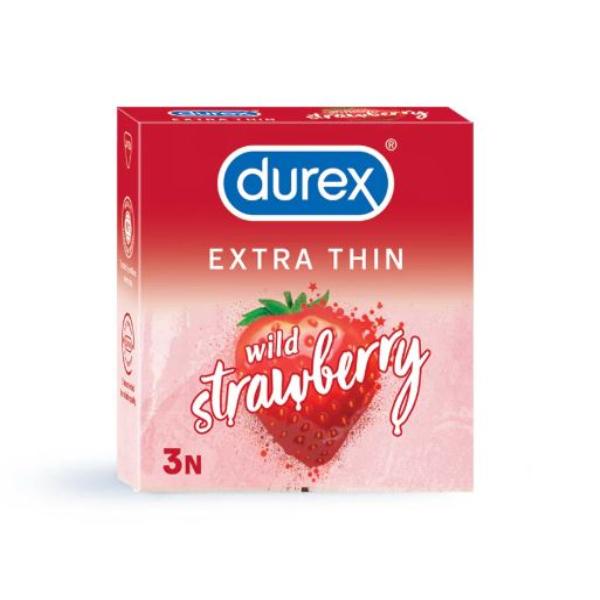 Netmeds | Durex Extra Thin Condoms - Wild Strawberry 3's